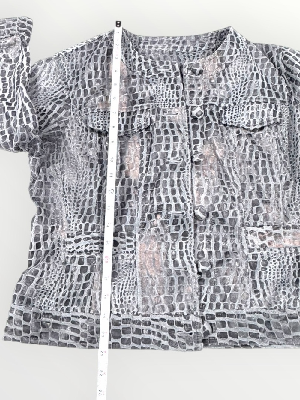 Ruby Rd Croc-Embossed Gray Women’s Jacket - Picture 8 of 12